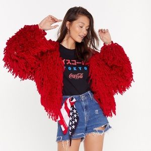 Bad Romance Shaggy Red Cardigan Nasty Gal Small